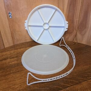 Vintage Tupperware "Party Susan" Divided Serving Tray With Handle, 3 Piece Set